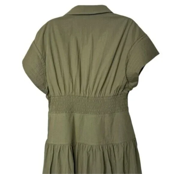 Tuckernuck Cameran Army Green Collared A-Line Midi Shirt Dress Size M NWT - Picture 9 of 12